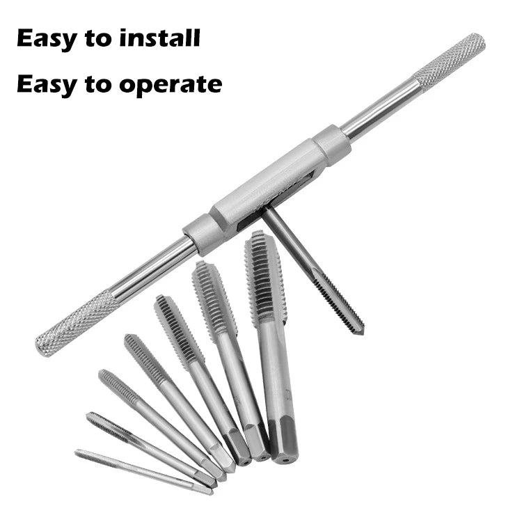 M3-M12 8/6 PCS Metric Hand Tap Set HSS Right-handed Tapping Drill Thread Punching Wrench Hand Tools Male to Make Thread in Steel GiFTiFY