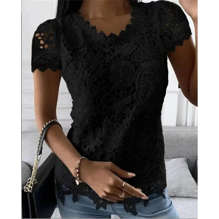 Stylish Summer Lace V Neck Blouse for Women - GiFTiFY