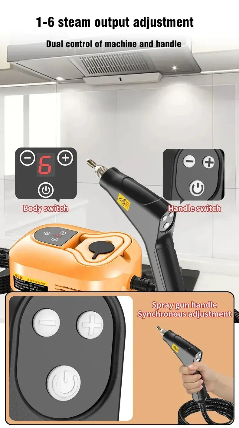 2500W Handheld Steam Cleaner High Temperature Steam Cleaning Machine Portable Car Carpet Cleaner Auto Pressure Washer