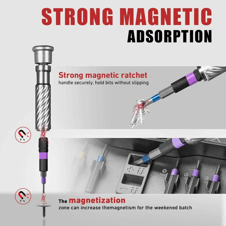 VMAN Precision 66in1 magnetic ratchet screwdriver set Detachable T - handle magneticizer Fix furniture, electronics & glasses - GiFTiFY