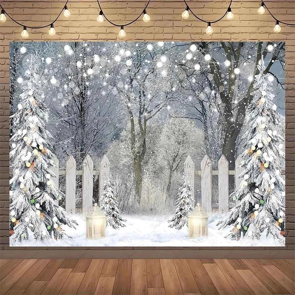 White Christmas Fireplace Background Xmas Tree Garland Gift Photography Backdrop Family Kids Holiday Party Banner Photo Studio