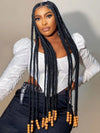 Tribal Synthetic Cornrow Braided Wigs Full Lace Wig 36Inches Knotless Jumbo Knotless Box Braids Wig Square Part For Black Women GiFTiFY