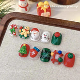 Christmas Series Nail Art Accessories 3D Resin Nail Charms Cute Bells Reindeer Snowman Cartoon Versatile Winter Nail Decorations by DSERS