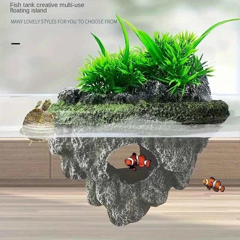 Multi-Use Aquarium Floating Island Décor Rock with Shelter for Fish, Ecological Scenery Rockery for Fish Tank Landscaping Fishtank Decor by DSERS/ https://www.aliexpress.us/item/3256808438306553.html?supplyId=159831080&gatewayAdapt=glo2usa4itemAdapt