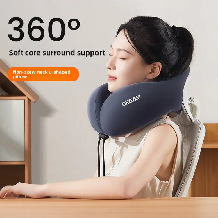 Memory Foam U-Shaped Neck Pillow for Travel & Airplane - Ergonomic Cervical Support Pillow with Portable Design Washable Cover by GiFiFY