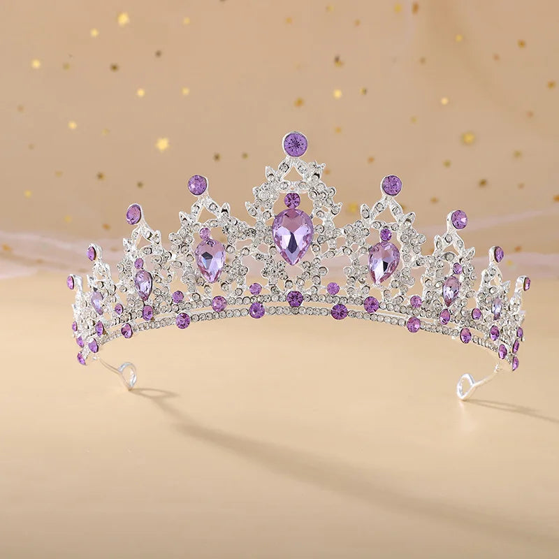Baroque Gold Color Champagne Crystal Heart Bridal Tiara Crown Rhinestone Pageant Diadem Veil Tiara Headband Wedding Hair Jewelry GiFTiFY
