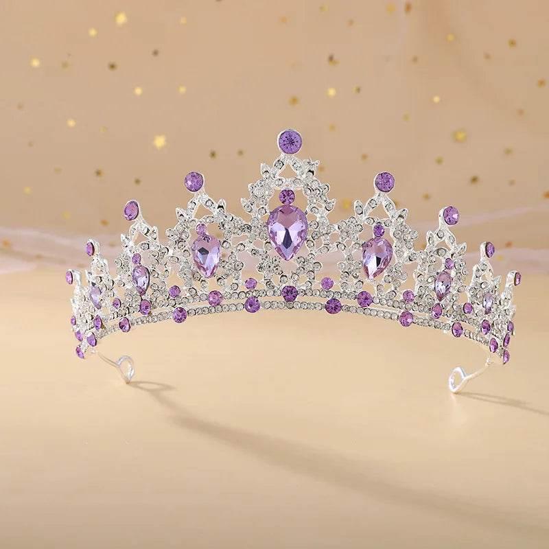 Baroque Gold Color Champagne Crystal Heart Bridal Tiara Crown Rhinestone Pageant Diadem Veil Tiara Headband Wedding Hair Jewelry Tiaras by DSERS