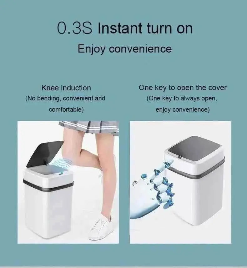 Kitchen Trash Bin 13L Bathroom Touch Trash Can In The Toilet Smart Garbage Bucket Waste Bins Dustbin Smart Trash Can Kitchen Trash Bin by DS