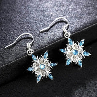 Stunning Blue Zircon Star Dangle Earrings in Rose Gold Long Earrings