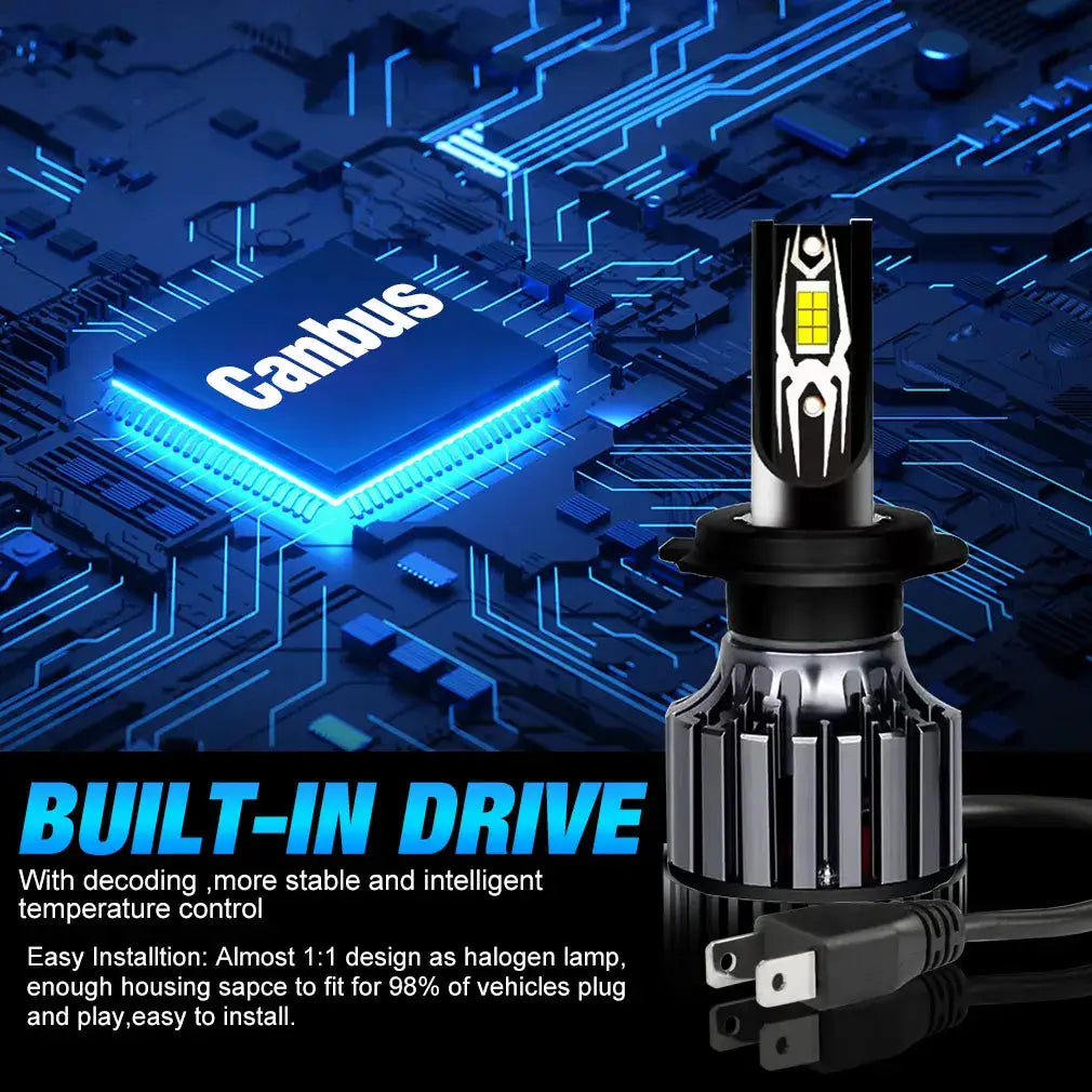 H7 LED Headlight Bulbs 30000lm CANBUS H8 H11 HIR2