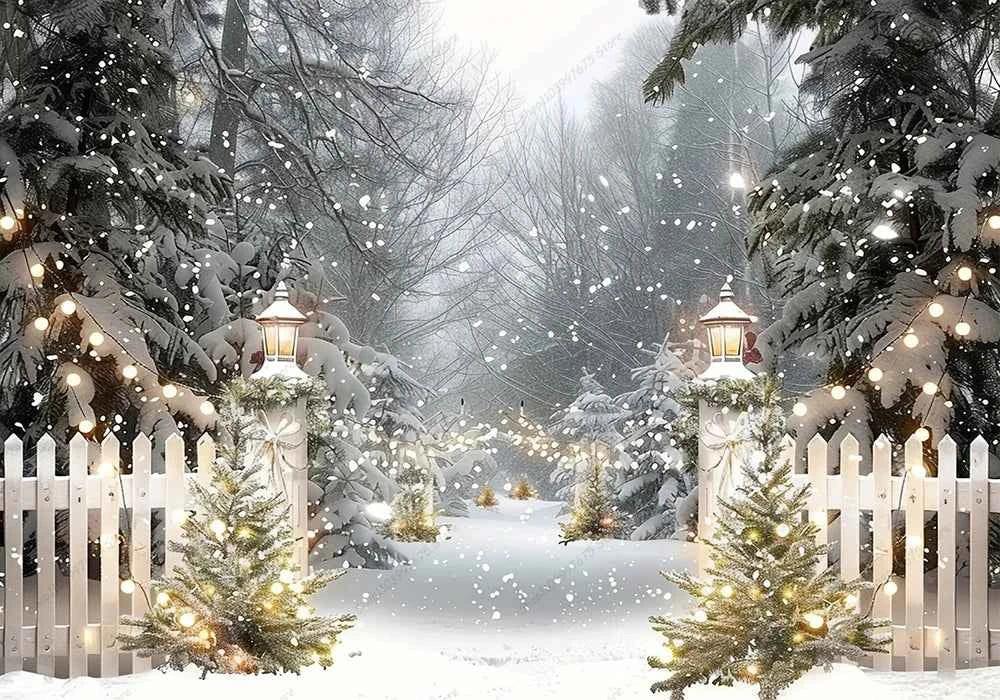 White Christmas Fireplace Background Xmas Tree Garland Gift Photography Backdrop Family Kids Holiday Party Banner Photo Studio