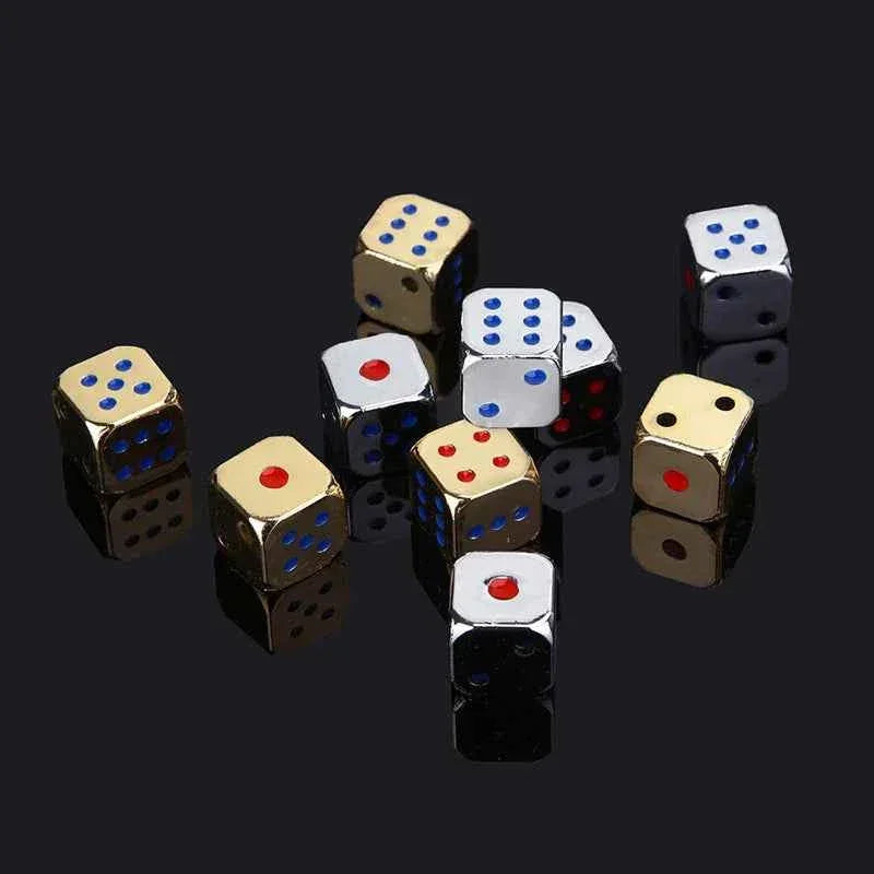 5PCS/1Set Creative Metal Dice Golden/Silver Funny Game Dice with Colorful Points Board Game Acessorios 13mm