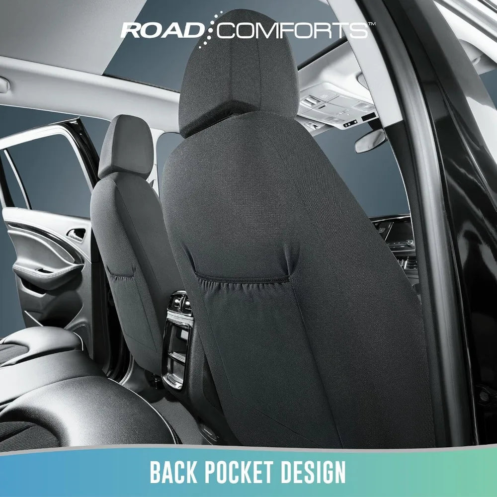 Premium Leather Car Seat Covers Full Set, Airbag Compatible, Universal Fit for Most Cars, Trucks, SUVs, Vans, Black GiFiFY