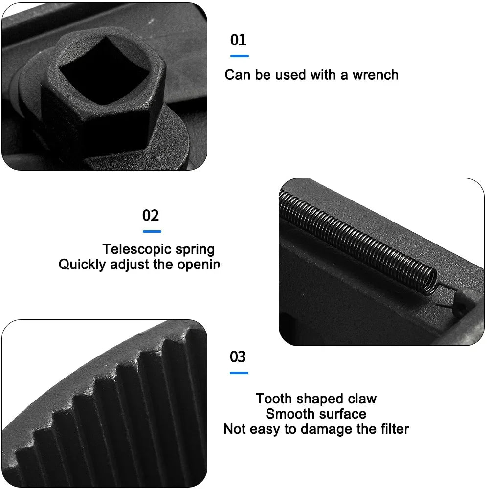 Hot Sell Adjustable Two-Jaws Oil Filter Wrench Filter 60-80mm Filter Wrenches Remover Steel Fuel Cast Two-Claw Disassembly Tools by GiFiFY
