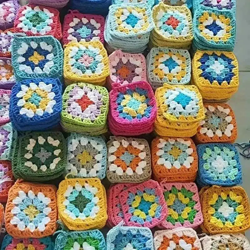 Mix Colors Handmade Crochet Doilies Suit Square Flower Piece Clothing Pocket Coaster Bag Tablecloth DIY Jewelry 6cm Home decor by DSERS