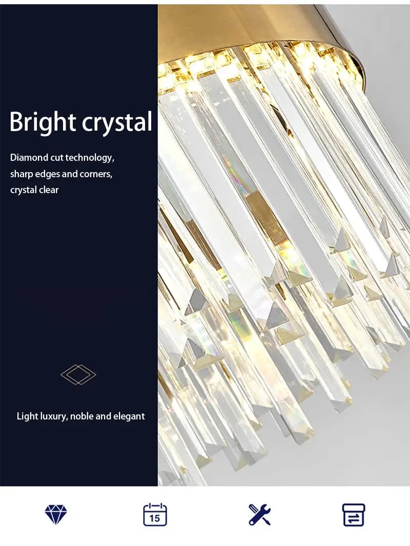 Gold Dia 80cm Crystal Ceiling Pendant Luxury Modest Crystal Chandelier Round Crystal Chandelier