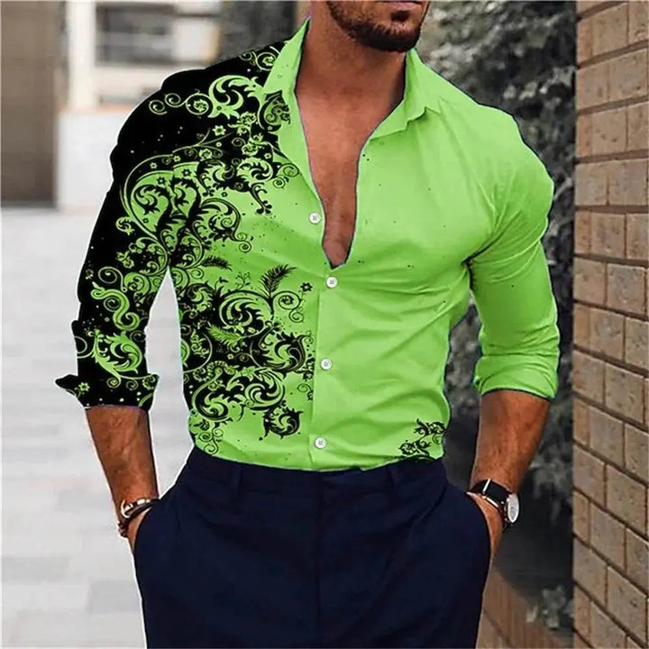Men's Pink Fashion Shirt Hawaii Party New Men's Long Sleeve Button Collar Shirt Slimming Fashion Elegant Men's T-shirt 6XL. Men's Fashion Shirt . - GiFTiFY