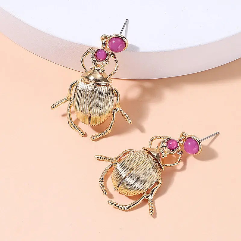 Bohemia Earrings For Women Metal Gold-Plated Beatles Personality Vintage Trend Jewelry Cute Insects Diamonds Trending
