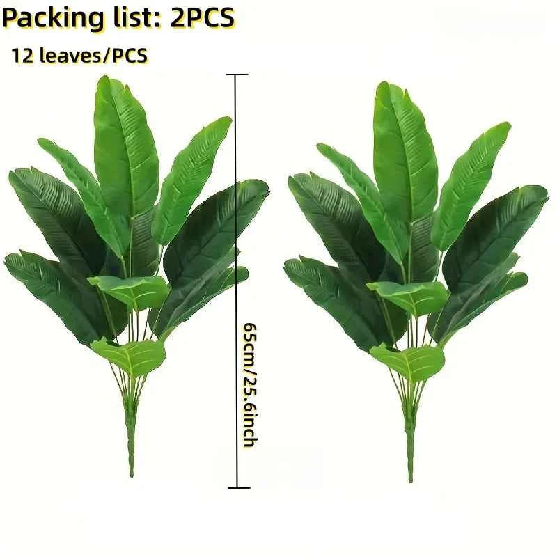 2pcs Large Realistic Artificial Bird of Paradise Plants UV Resistant No Fade Fake Banana Leaf Palm Tree for All Season Decor