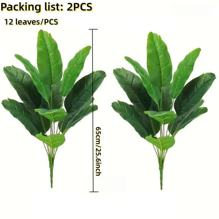 2pcs Large Realistic Artificial Bird of Paradise Plants UV Resistant No Fade Fake Banana Leaf Palm Tree for All Season Decor