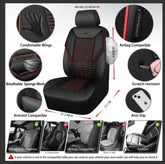 3D Foam Mesh Leather Car Seat Covers Full Set, Breathable Faux Leather, Universal Fit for SUV Truck Sedan, Armrest & Airbag Compatible, Black Red GiFiFY