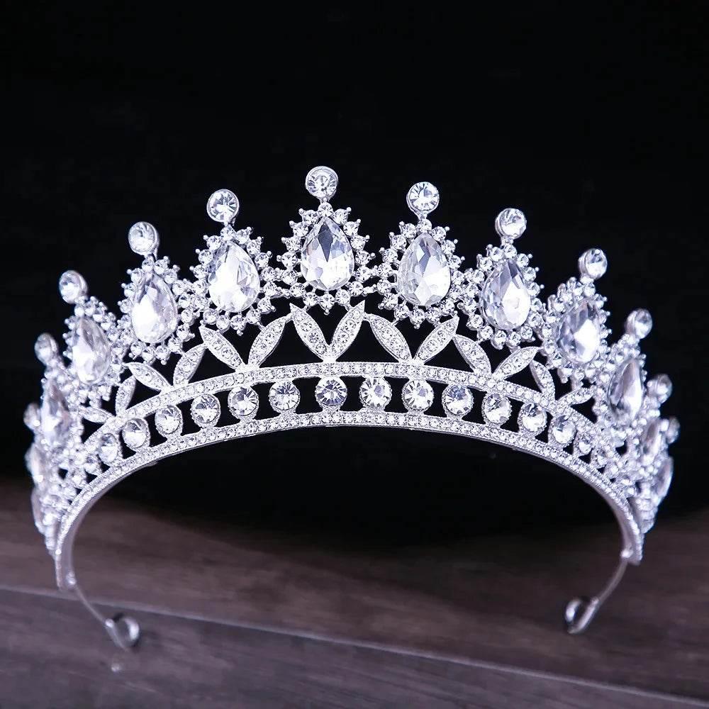 Baroque Blue Green Pink Opal Tiara Crowns Hair Jewelry Rhinestone Diadem Birthday Party Wedding Crystal Bridal Crown Accessories Tiaras by DSERS