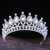 Baroque Blue Green Pink Opal Tiara Crowns Hair Jewelry Rhinestone Diadem Birthday Party Wedding Crystal Bridal Crown Accessories - GiFTiFY