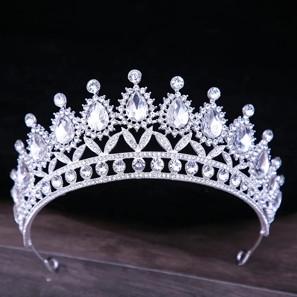 Baroque Blue Green Pink Opal Tiara Crowns Hair Jewelry Rhinestone Diadem Birthday Party Wedding Crystal Bridal Crown Accessories DSERS