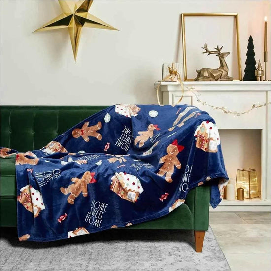 Christmas Blanket Soft, Decorative Blankets for Bed Cozy Throws for Sofa, Soft Plush Throw Embroidered Home Sweet Home - GiFTiFY