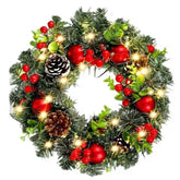 20-60cm Christmas Wreath with LED Fairy Light Door Hanging Garland Pine for Home Decorations Xmas Party Supplies Happy New Year - GiFTiFY