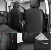3D Foam Back Support Leather Car Seat Covers Full Set Air Mesh Automotive Seat Covers All Season Fit SUV Sedan Van Airbag Compatible Elegant Black Gray GiFiFY