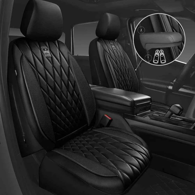 CAR PASS 5 Seats Luxury Faux Leather Seat Covers Full Set, Anti-Slip Waterproof, Universal Fit for SUVs, Vans, Trucks, Airbag Compatible by GiFiFY