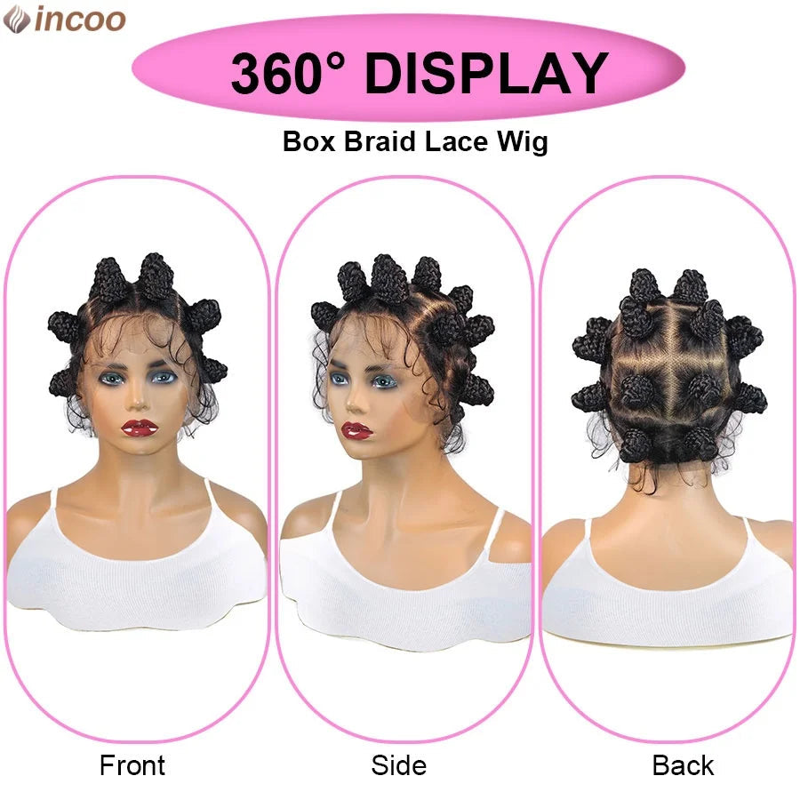 Summer Synthetic Bantu Knots Cornrows Braided Wigs Knotless Large Box  Braids Wig Full Lace Wig For Black Women Handmade Twists GiFTiFY