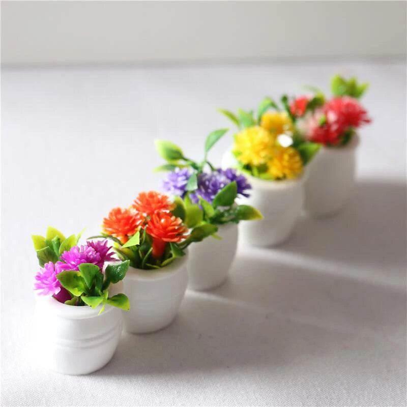 3pcs 1:12 Dollhouse Miniature Green Plant In Pot Simulation Potted Plants Dollhouse Decor - GiFTiFY