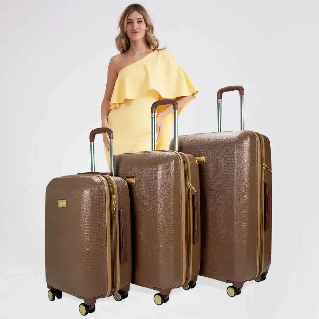 Snakeskin 3 Piece Expandable Classy Luggage Set - GiFTiFY