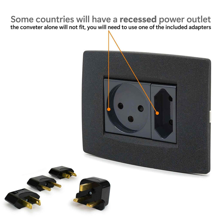 Step-down Travel Voltage Converter and Adapter Kit with Pouch - GiFTiFY