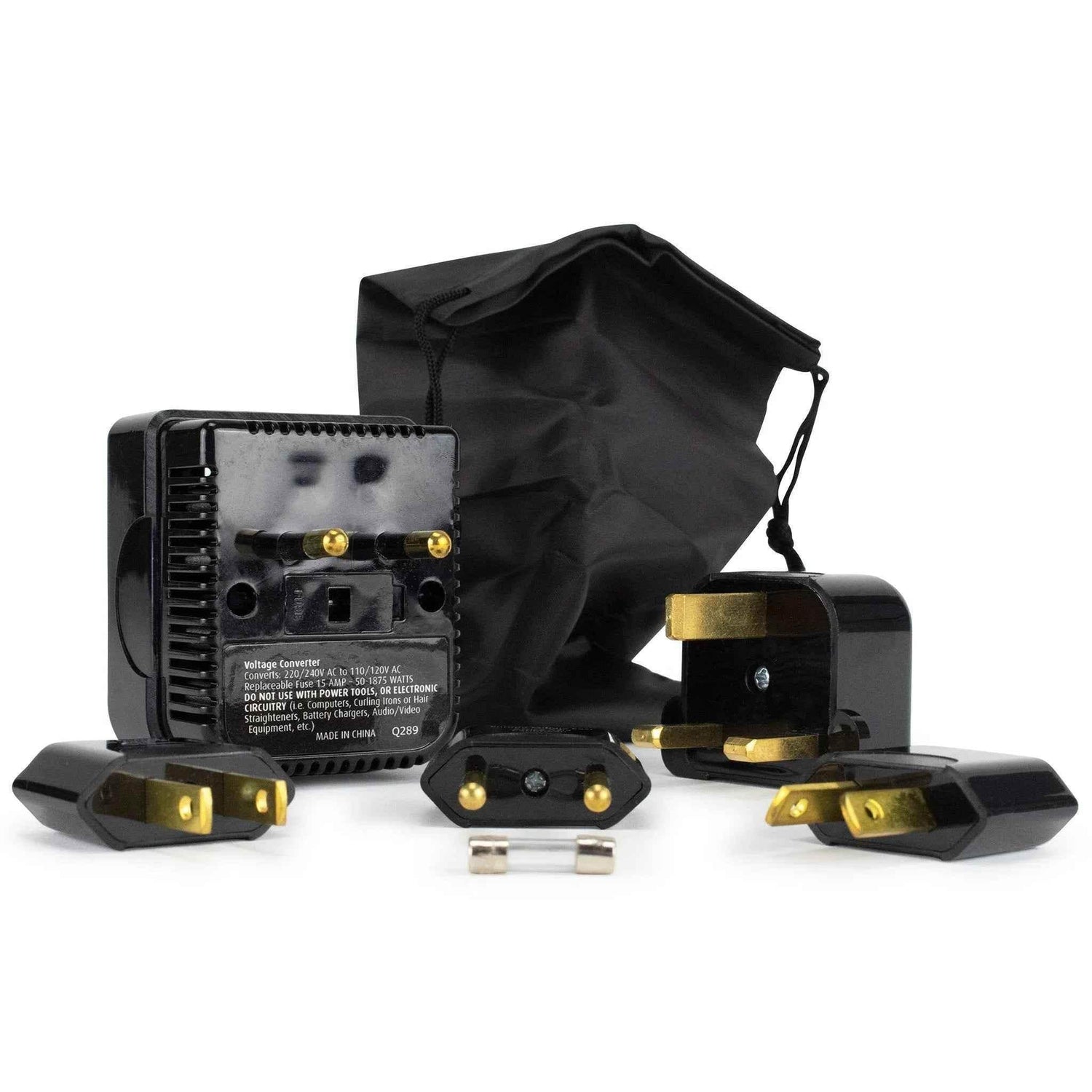 Step-down Travel Voltage Converter and Adapter Kit with Pouch - GiFTiFY