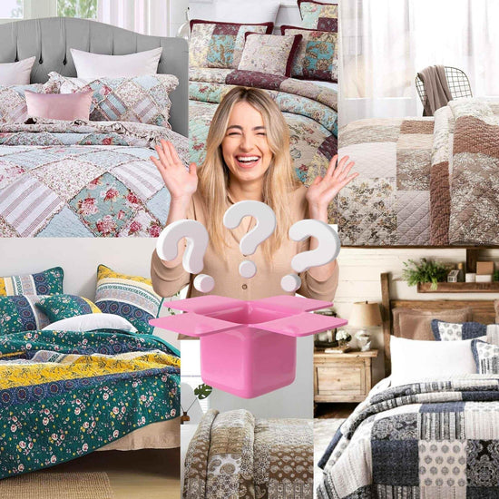 Random Mystery Box - Cotton Patchwork Quilted Bedspread Coverlet Set - GiFTiFY