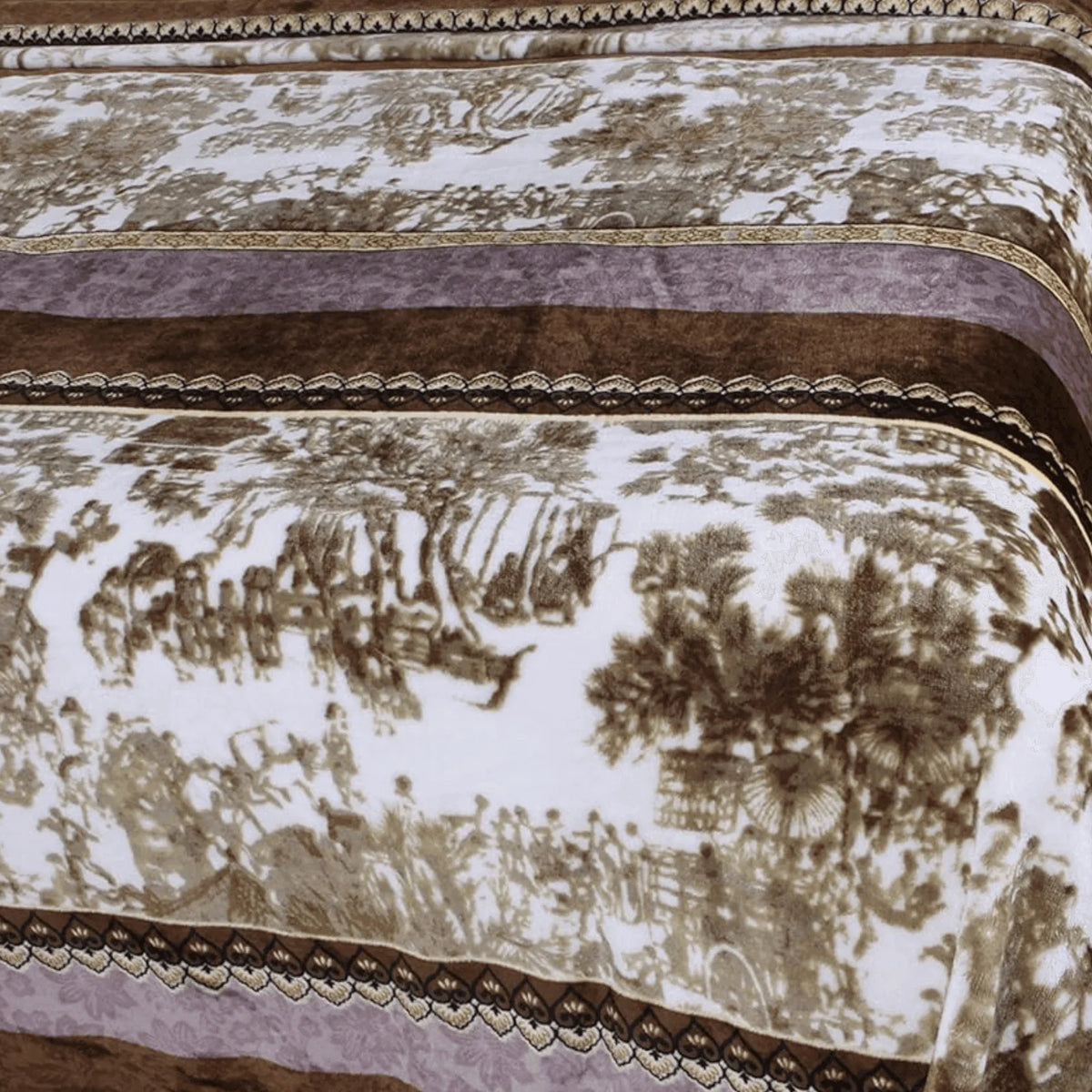 DaDa Bedding Elegant Twilight Lavender Brown Floral Flannel Mink Fleece Throw Blanket (XY9879) Throw Blankets by DaDalogy Bedding Collection