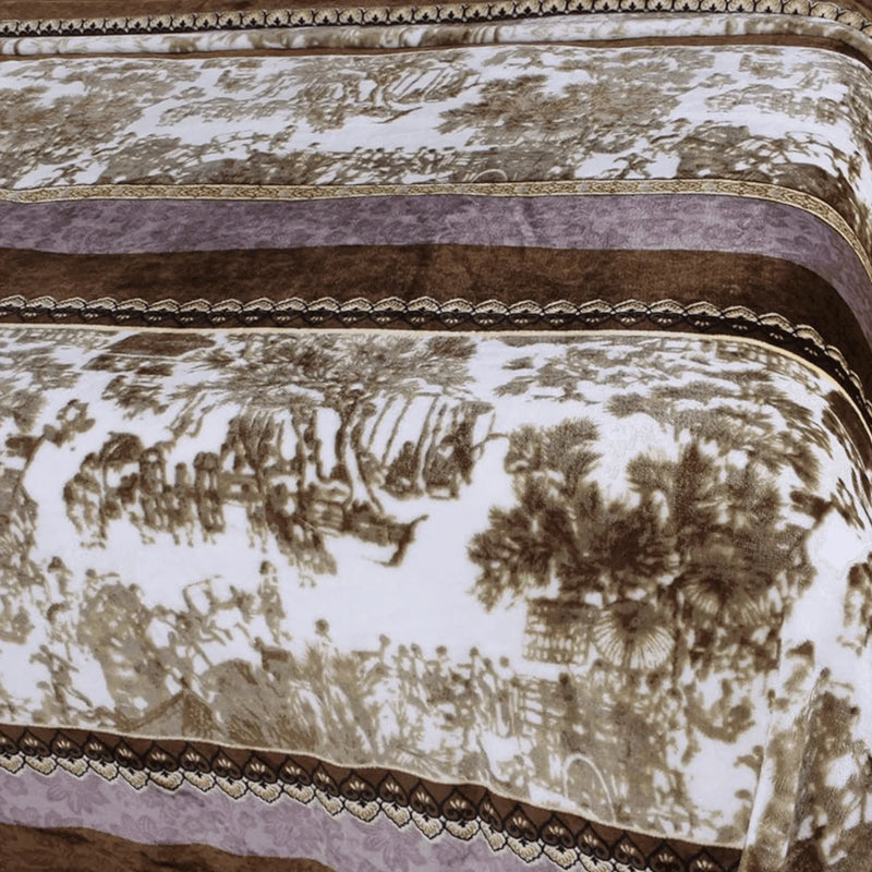 DaDa Bedding Elegant Twilight Lavender Brown Floral Flannel Mink Fleece Throw Blanket (XY9879) Throw Blankets by DaDalogy Bedding Collection