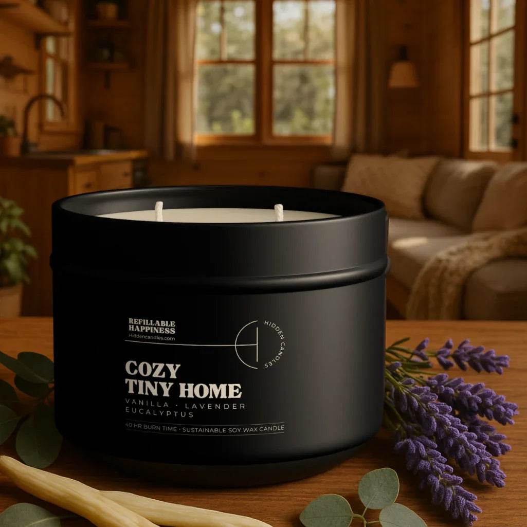 Cozy Tiny Home Candle Refill Candle Tin by Hidden Candles