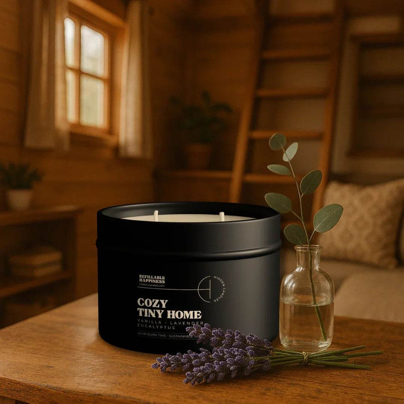 Cozy Tiny Home Candle Refill Candle Tin by Hidden Candles