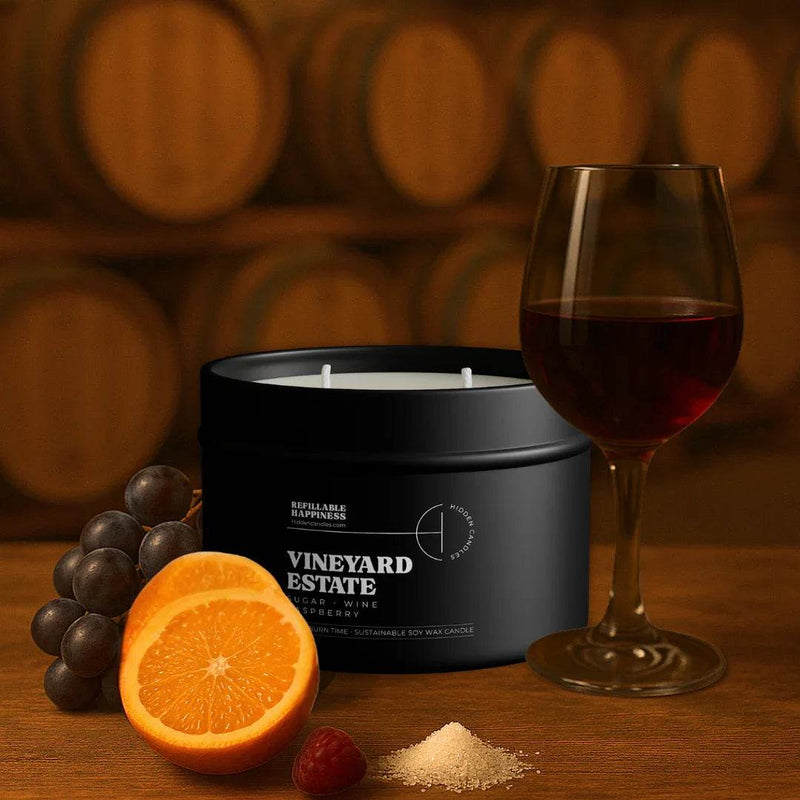 Vineyard Estate Candle Refill Candle Tin by Hidden Candles