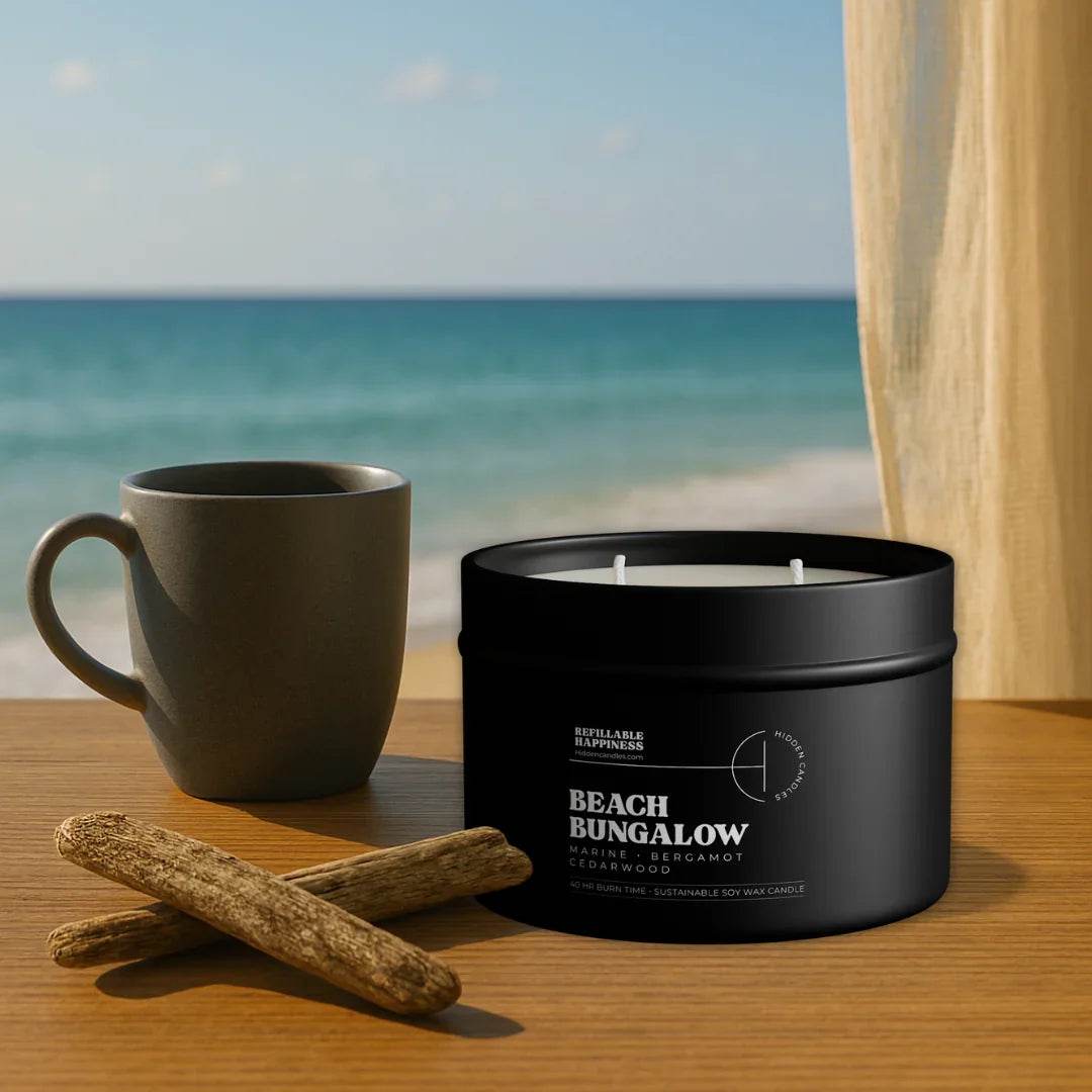 Beach Bungalow Candle Refill Candle Tin by Hidden Candles