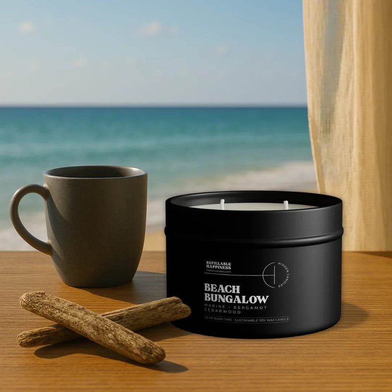 Beach Bungalow Candle Refill Candle Tin by Hidden Candles