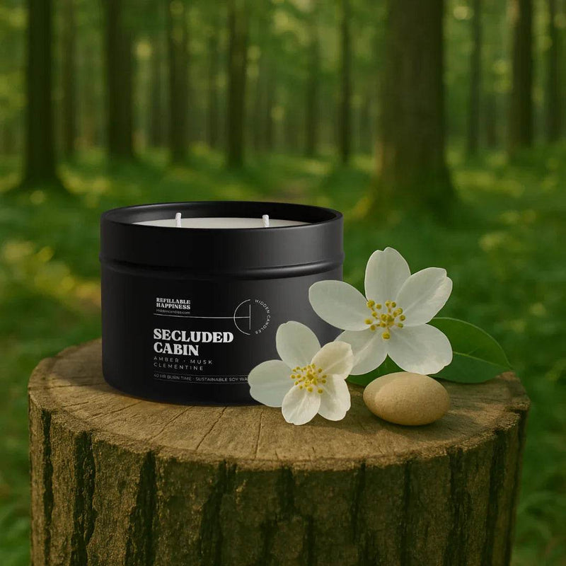 Secluded Cabin Candle Refill Candle Tin by Hidden Candles