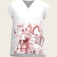 The Horse Fair in Rose Loose Fitting V Neck Shirt