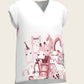 The Horse Fair in Rose Loose Fitting V Neck Shirt
