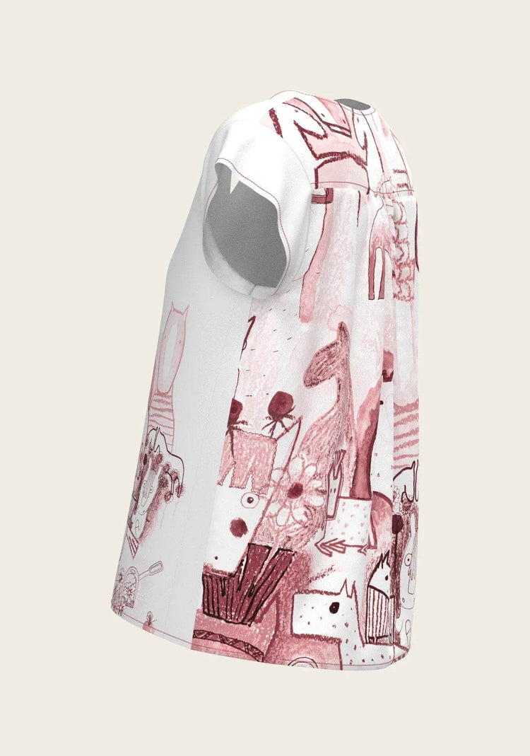 The Horse Fair in Rose Loose Fitting V Neck Shirt - GiFTiFY