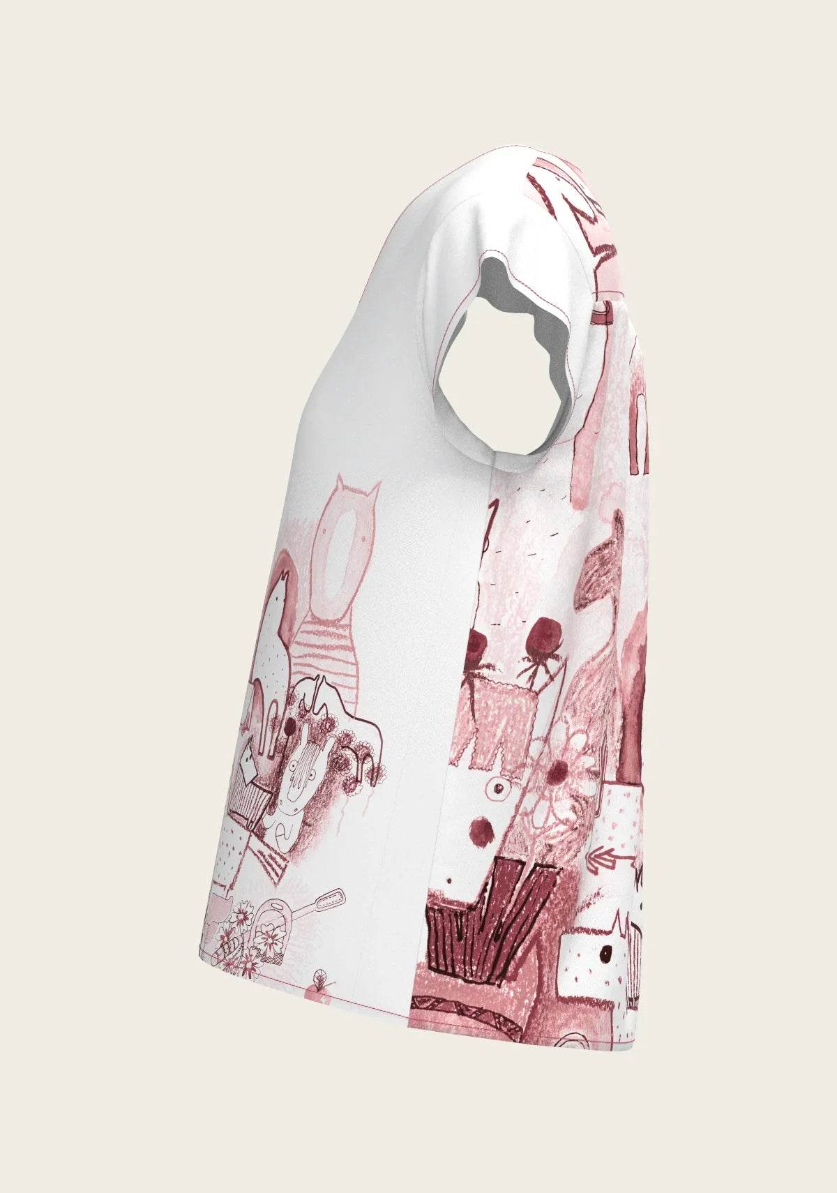 The Horse Fair in Rose Loose Fitting V Neck Shirt - GiFTiFY